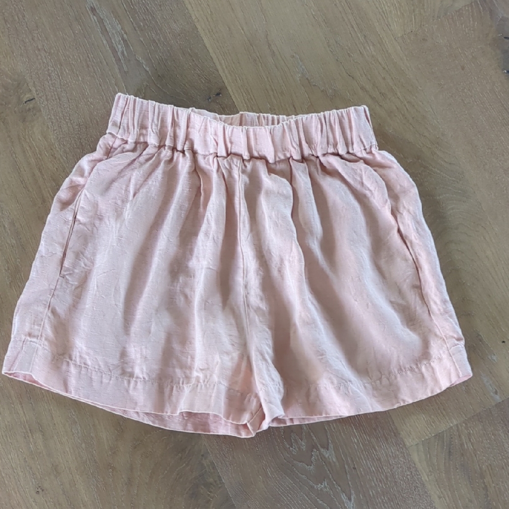 H&M Light Peach Linen Shorts With Pockets